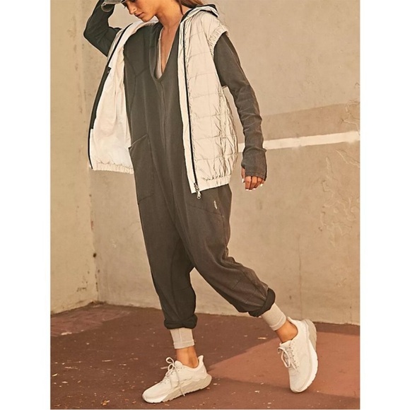 Free People FP Movement Hot Shot Long Sleeve Hooded V Neck Oversized Onesie - Picture 10 of 11